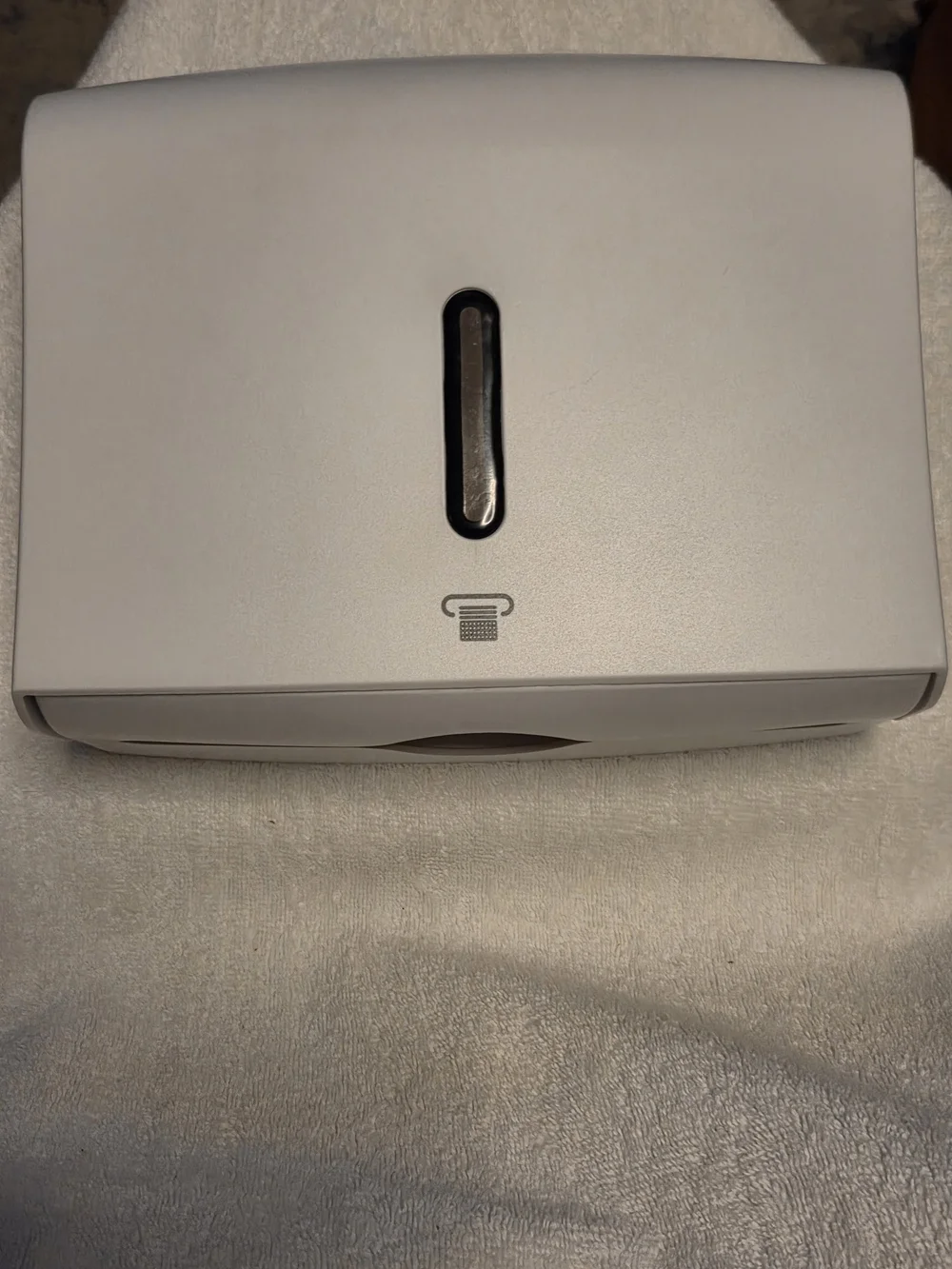 Source Unknown White and Orange Tissue Box Dispenser